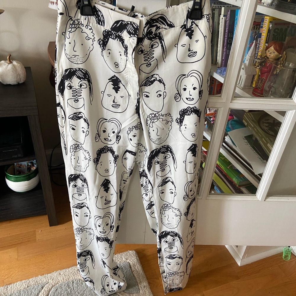 Shekou XS New with Tag, Graphic Face Print Straight Leg Pants